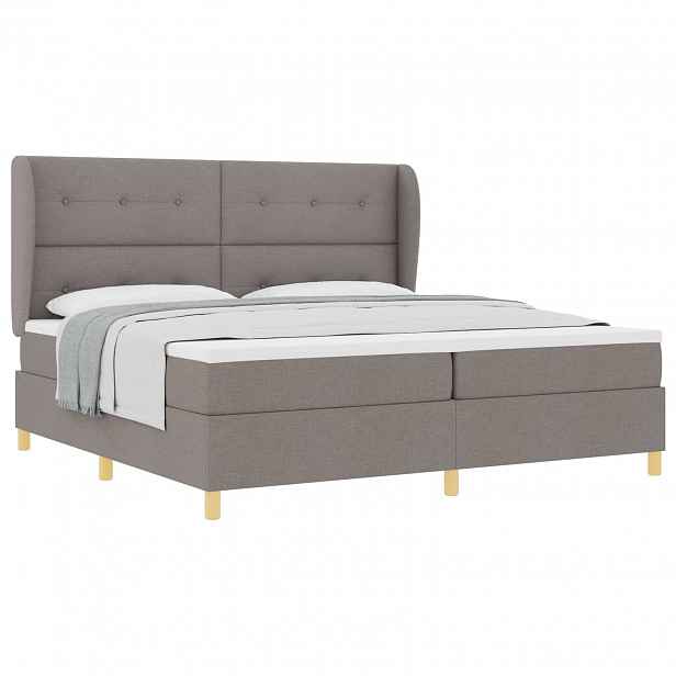 vidaXL Postel s boxspringem s čelo Taupe 200 x 200 cm textil