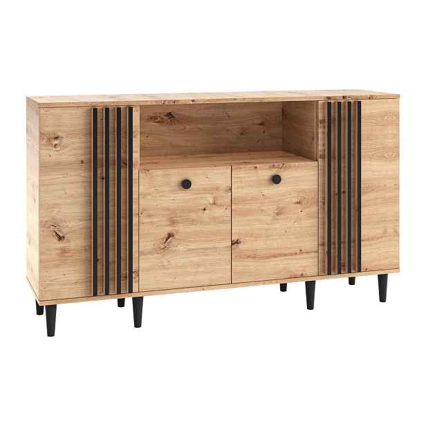 MASSENO KOMODA ARTIANO, 160/92,5/40 cm se 4 dvířky, dub Artisan