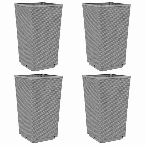 vidaXL Zahradní květináče 4 ks světle šedé 32,5 x 32,5 x 57 cm PP