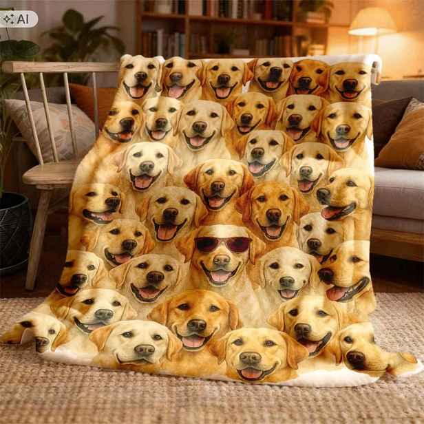 Deka přehoz pléd psi pejsci Zlatý retrívr štěňata Labrador 150 x 200 cm