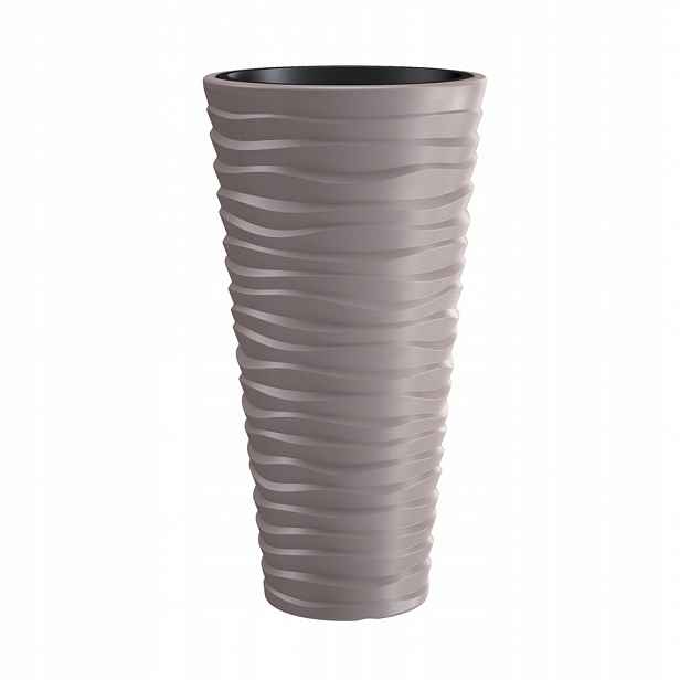Květináč kulatý, vysoký 75 cm, celoroční, 3D efekt, vlny DPSA400 Mocca