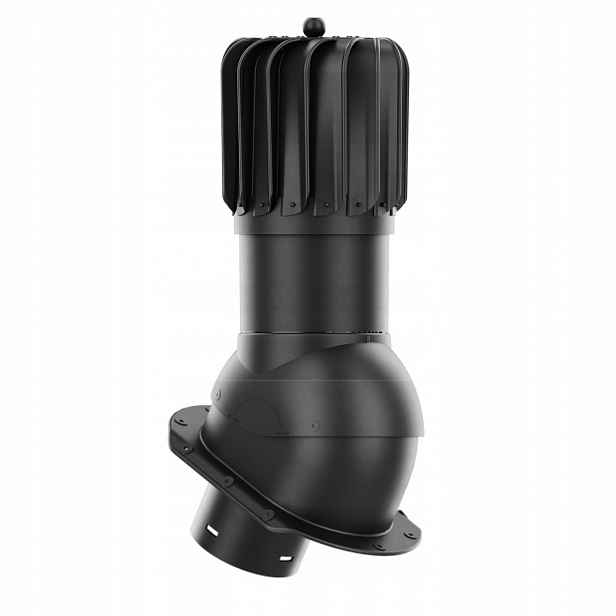 Rotační krb Rotoline pro plechovou střešní krytinu E, 150 mm, podlouhlý, černý