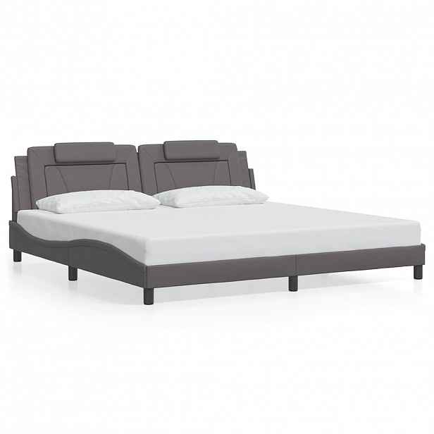 vidaXL Rám postele Viana bez matrace šedý 200x200 cm umělá kůže
