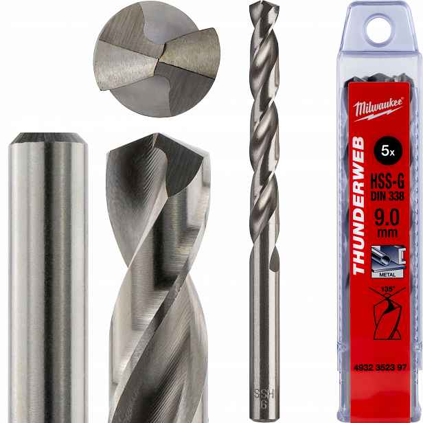 Vrtáky do kovu Milwaukee 9 mm 5 ks Hss-g Thunderweb