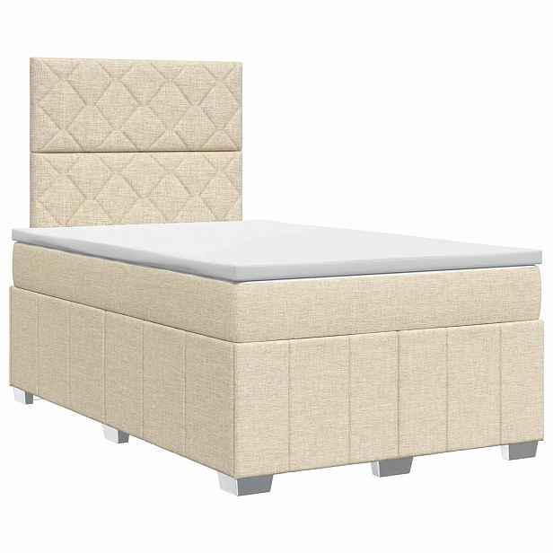 vidaXL Postel boxspring s matrací s čelo Krémová 120 x 190 cm Textil