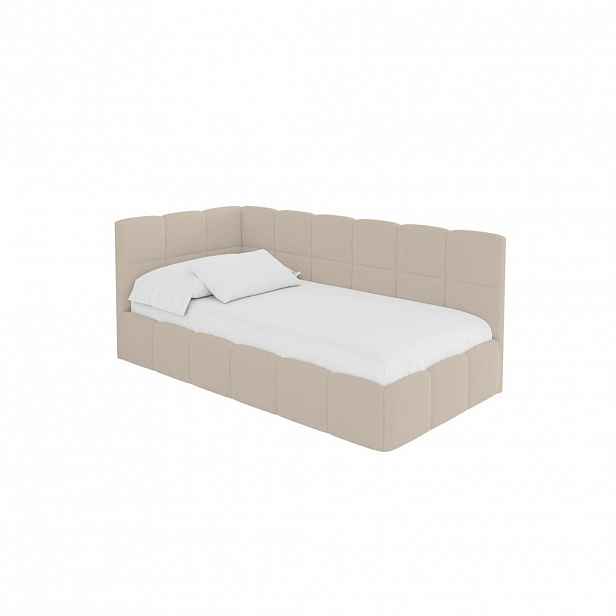 ALTDECOR JEDNOLŮŽKOVÁ POSTEL pro mládež s úložným prostorem vpravo, bez matrace - LIVY 90x200 tmavě béžová