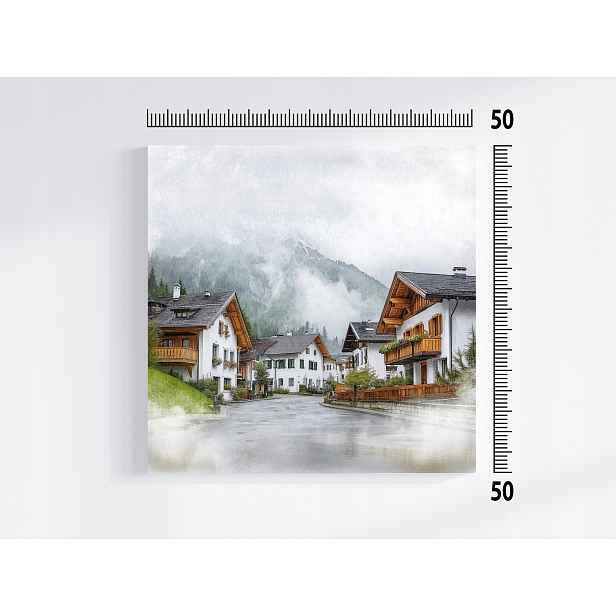 Obraz Na Plátně Canvas Alpy Rakousko Švýcarsko Pohled Na Městečko 50x50