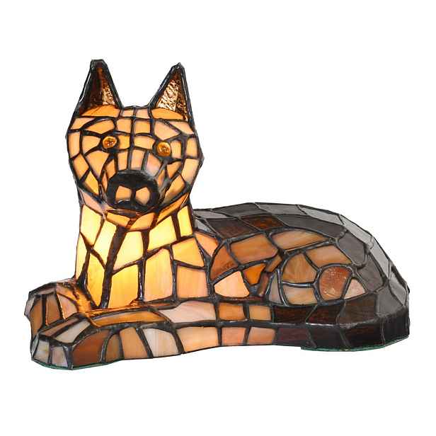 Stolní lampa Tiffany pes - 25*13*17 cm E14/max 1*25W Clayre & Eef