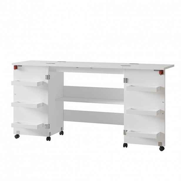 Vicco ŠICÍ STŮL Carmen Bílá 160 x 80.2 cm se 6 policemi