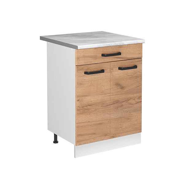 Vicco SKŘÍŇKA POD DŘEZ R-Line, Zlatý mocný dub/Bílá, 60 cm pracovní deska Mramor