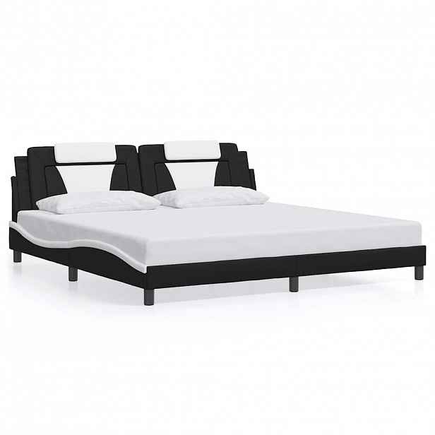 vidaXL Rám postele Viana bez matrace černý a bílý 200 x 200 cm umělá kůže