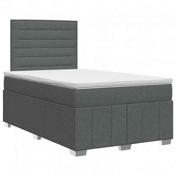 vidaXL Postel boxspring s matrací Tmavě šedá 120 x 200 cm Textil