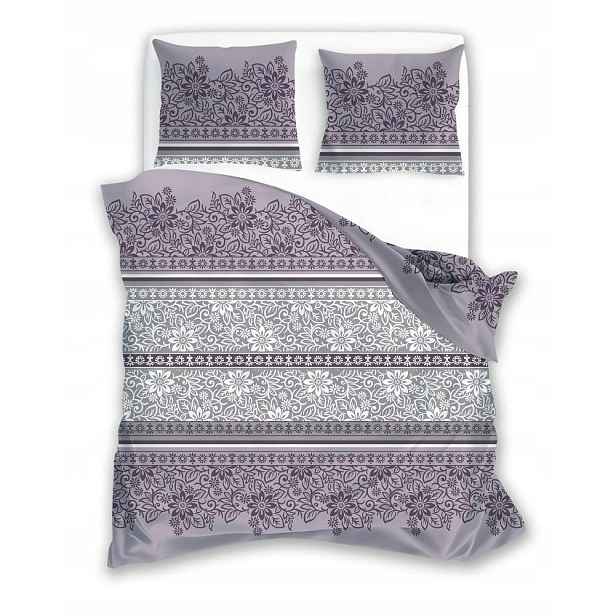 Povlečení Pure Sateen 220x200, 004, fialové květy Faro