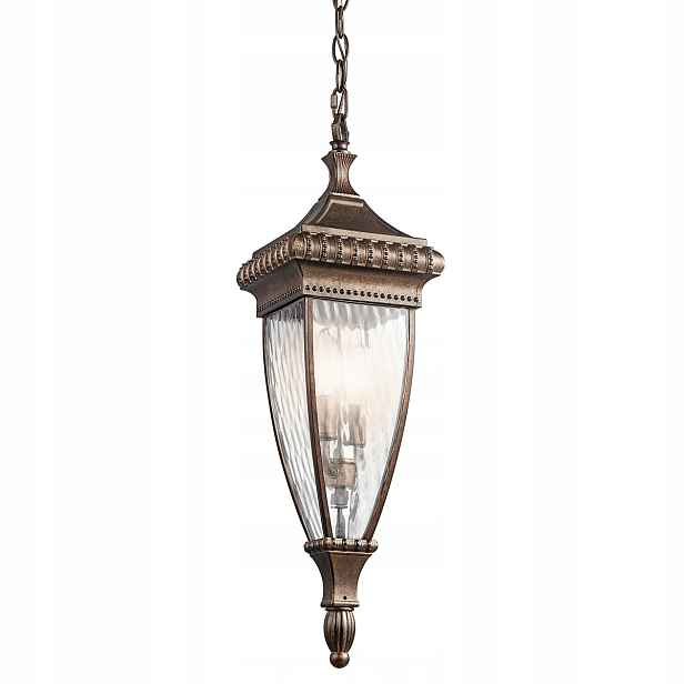 Venkovní závěsná lampa kartáčovaná hnědá podlouhlá vintage Kichler