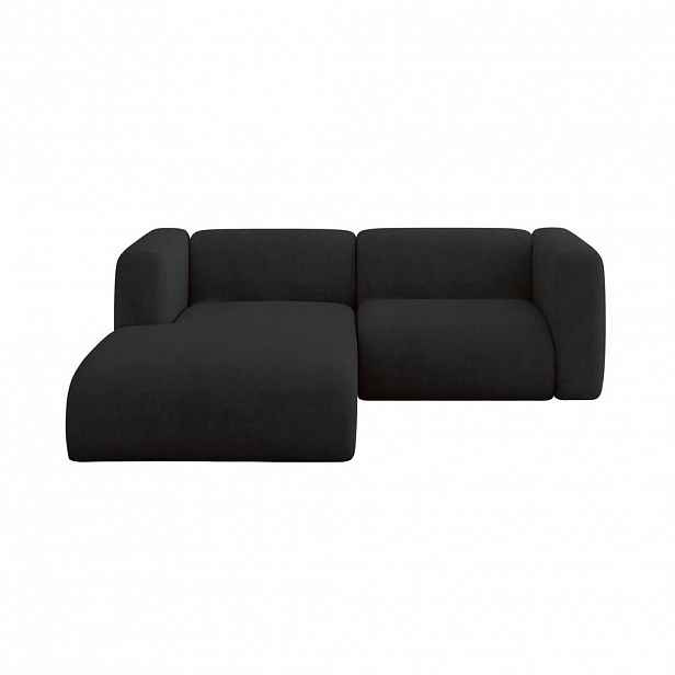 ALTDECOR ROHOVÁ SEDAČKA S LEVOU OTOMANOU MIRA-L1 227x179x89 Černá Velur