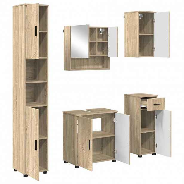 vidaXL Sada koupelnového nábytku 5 ks Dub sonoma 61 x 35 x 64 cm