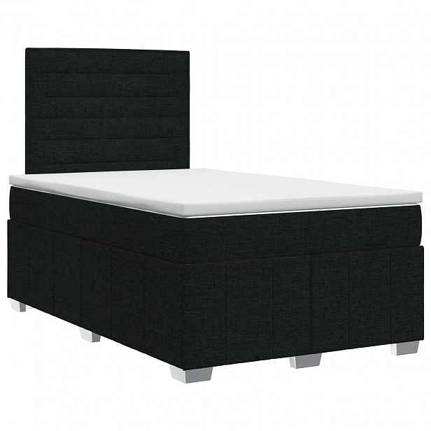 vidaXL Postel boxspring s matrací s čelo Černá 120 x 200 cm Textil