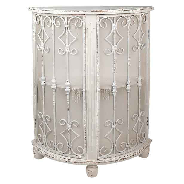 Krémová antik půlkulatá dřevěná skříňka Kolun - 81*32*103 cm Clayre & Eef
