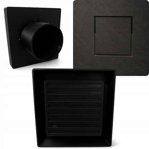 Skrytá ventilace mřížka pod dlaždice 175x175 30 mm Černá