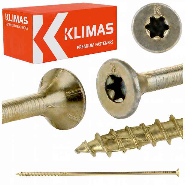 Vruty do dřeva Torx 8x280 mm 50 ks tesařské kuželové Klimas Wkcs