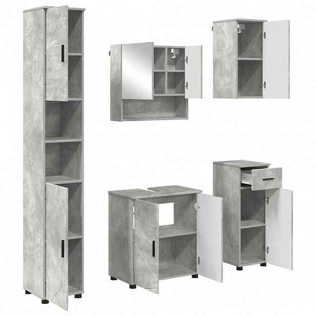 vidaXL Sada koupelnového nábytku 5 ks Betonově šedá 61 x 35 x 64 cm