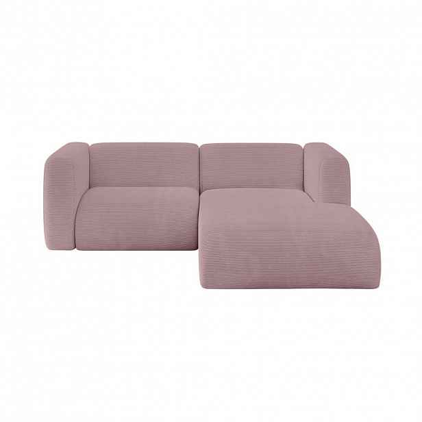 ALTDECOR ROHOVÁ SEDAČKA S PRAVOU OTOMANOU MIRA-L1 227x179x89 Růžová Manšestr