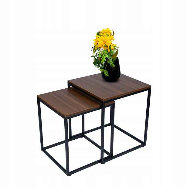 Bauerkraft G-820 Moderní čtvercové konferenční stolky 2v1, loft, ořech