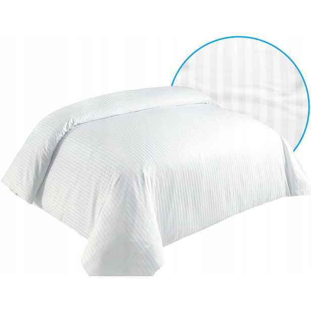 Hotelový Povlak Damašek 200x200 Pruhy 1 CM Bílý 100% Bavlna Na Sázku
