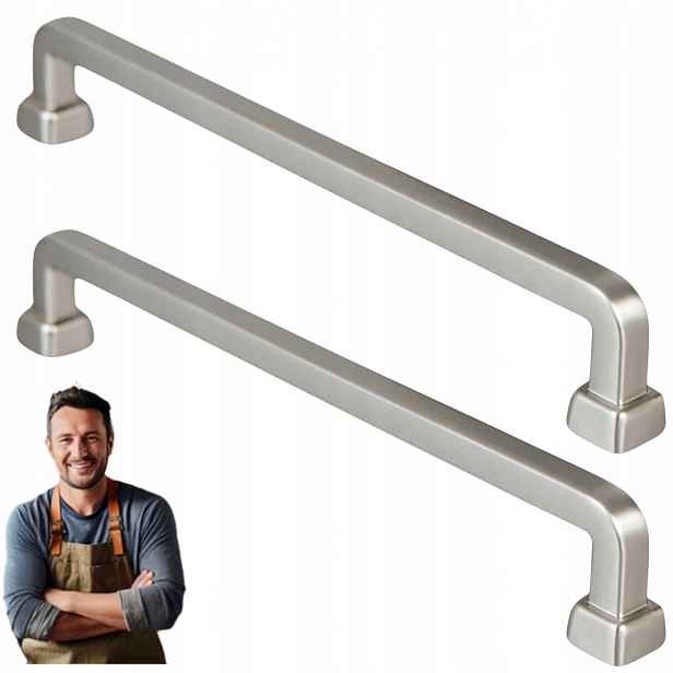 Nábytková Úchytka pro skříňku na zásuvky Tulia 160 mm, nerez, Ocel, kartáčovaná, 2 ks