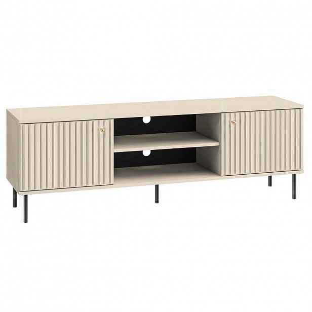 Selsey TV stolek Caletto béžový s lamelovou strukturou 160/53/40 cm