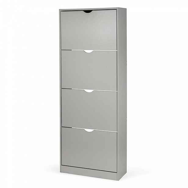 Výklopný botník POINT Slim 4, světle šedá