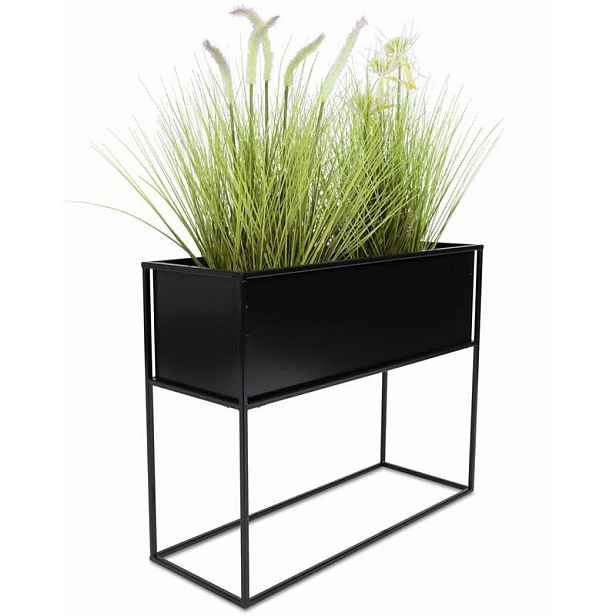 HowHomely Květináč na stojanu KAART 50 cm černý