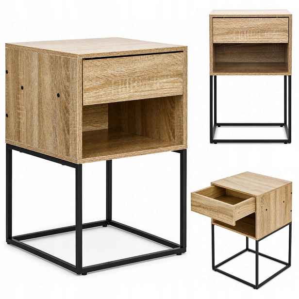 Noční Stolek Loftová Se Zásuvkou 40 CM Kovová Modernhome