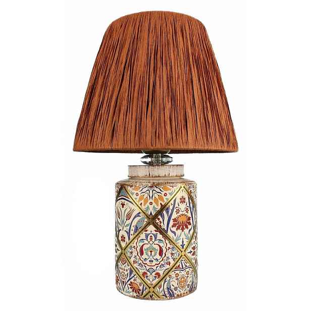 Stolní lampa v terakotové barvě se stínidlem z papírového výpletu (výška 40 cm) Alev – Opviq lights