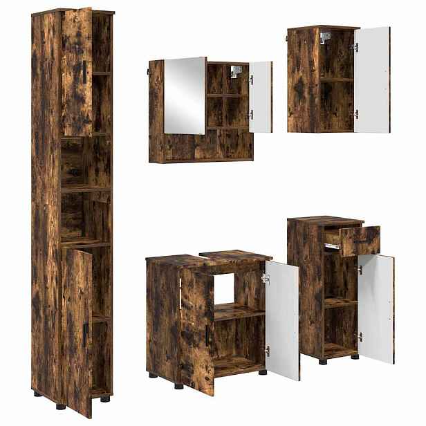vidaXL Sada koupelnového nábytku 5 ks Kouřový dub 61 x 35 x 64 cm