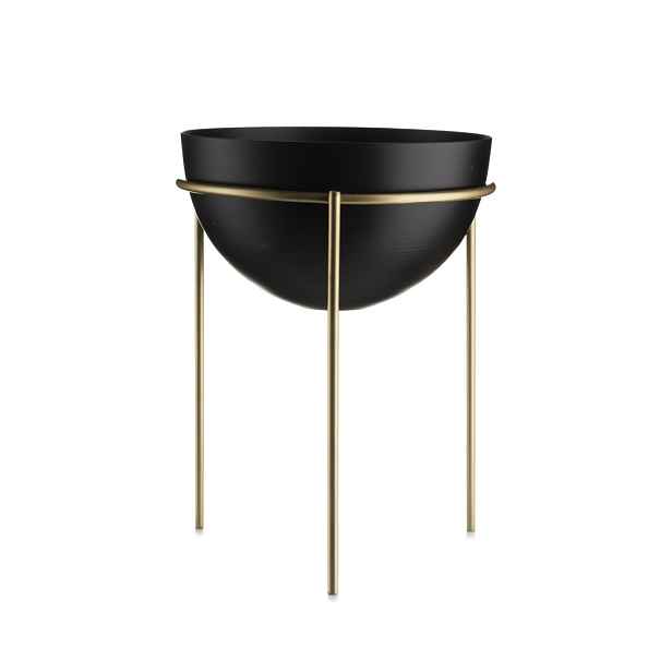 HowHomely Květináč na stojanu LOFT II 25 cm černý/zlatý