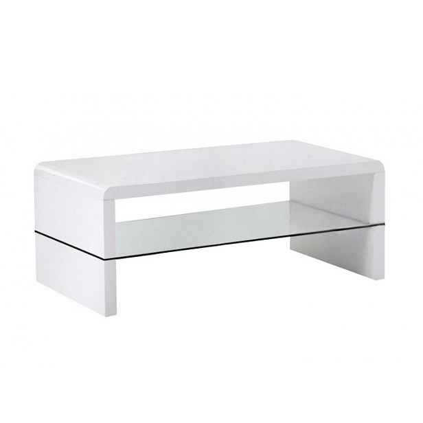 KONTEX konferenční stolek, bílý lesk/sklo