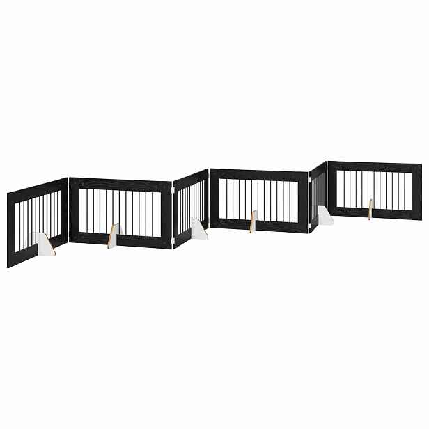 vidaXL Skládací psí brána se stojany 6 ks Černý dub 602 cm