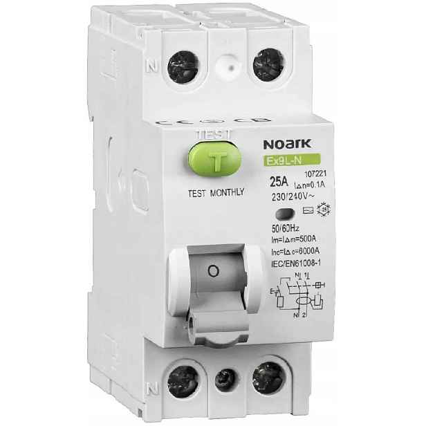 Proudový Spínač Rcd 2P 40A 30MA Typ Ac Noark EX9L-N 108315