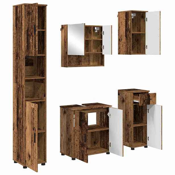 vidaXL Sada koupelnového nábytku 5 ks Staré dřevo 61 x 35 x 64 cm