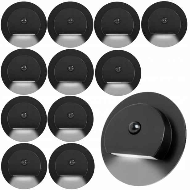 12 X Led Schodišťová Lampa Na Schody 230V, Senzor Pohybu Soumraku