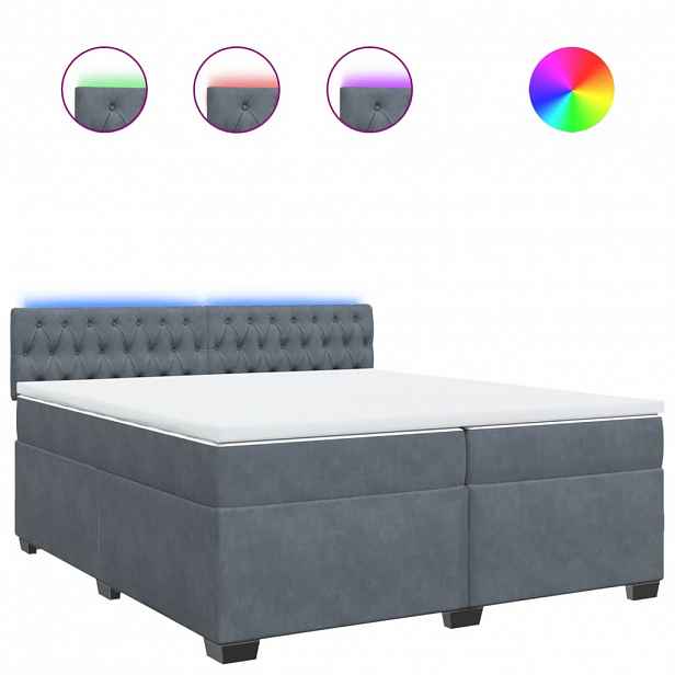 vidaXL Box spring postel s matrací tmavě šedá 200x200 cm samet