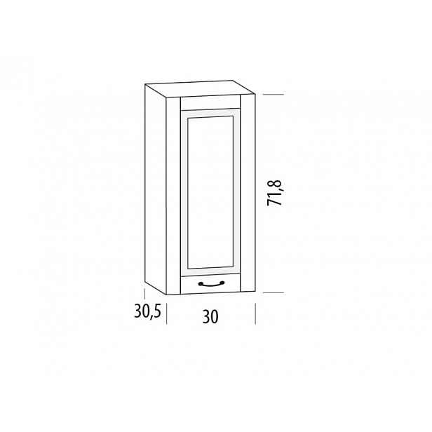 GISTOLA, horní skříňka 30B, korpus bílý, dvířka bílé MDF