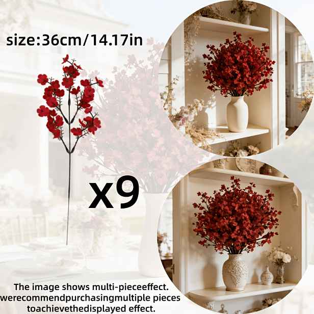 TEMU 9ks Vínových Umělých Květů Gypsophila, Vhodné pro Domácí Dekoraci, Jídelní Stoly, Sváteční Večírky, Svatby, DIY Aranžmá Květin do Vázy, Nejlepší