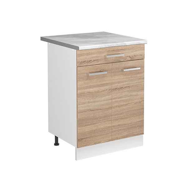 Vicco SKŘÍŇKA POD DŘEZ R-Line, Sonoma/Bílá, 60 cm pracovní deska Mramor