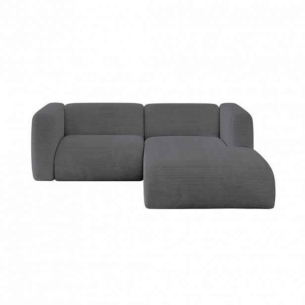ALTDECOR ROHOVÁ SEDAČKA S PRAVOU OTOMANOU MIRA-L1 227x179x89 Tmavě šedá Manšestr