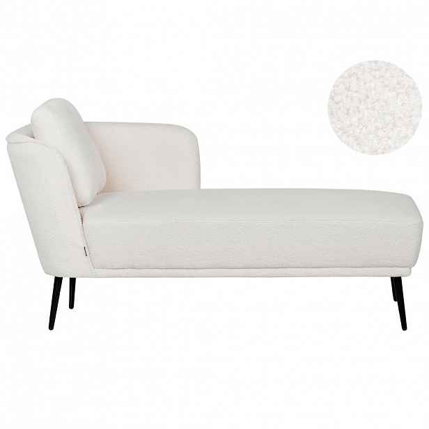 Beliani ČALOUNĚNÉ LEHÁTKO CHAISE LONGUE LEVOSTRANNÉ Bouclé Krémově bílé Artheze