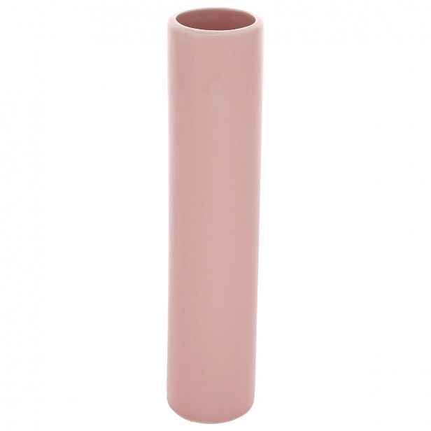 Keramická váza Tube, 5 x 24 x 5 cm, růžová