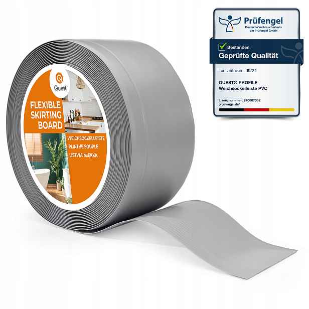 Podlahová lišta Pvc 100/25 šedá, 5 m, flexibilní, soklová