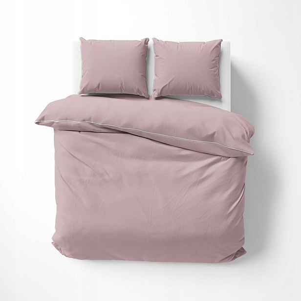 Povlečení makosatin pure s bizou jednobarevné 160x200 pudrově růžové